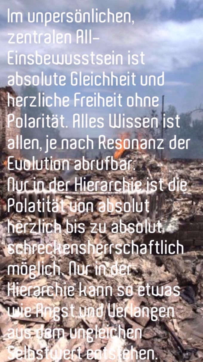 Versuchen wir mit unseren Seelen immer mehr anzudocken an das göttliche Bewusstsein und uns von der Hierarchie entfernen! 